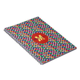 Colourful noise textured monogram customise notebook