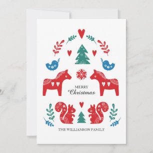 Colourful Nordic Scandinavian Merry Christmas Holiday Card