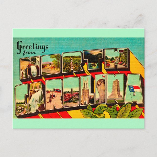 Colourful North Carolina Greetings  Postcard (Front)