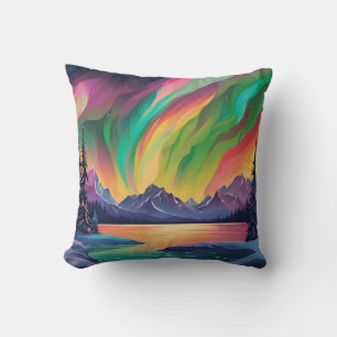 Colourful Northern Lights Art Cushion