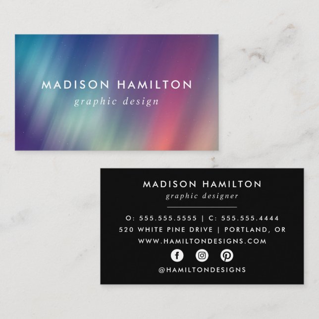 Colourful Northern Lights Business Card (Front/Back)