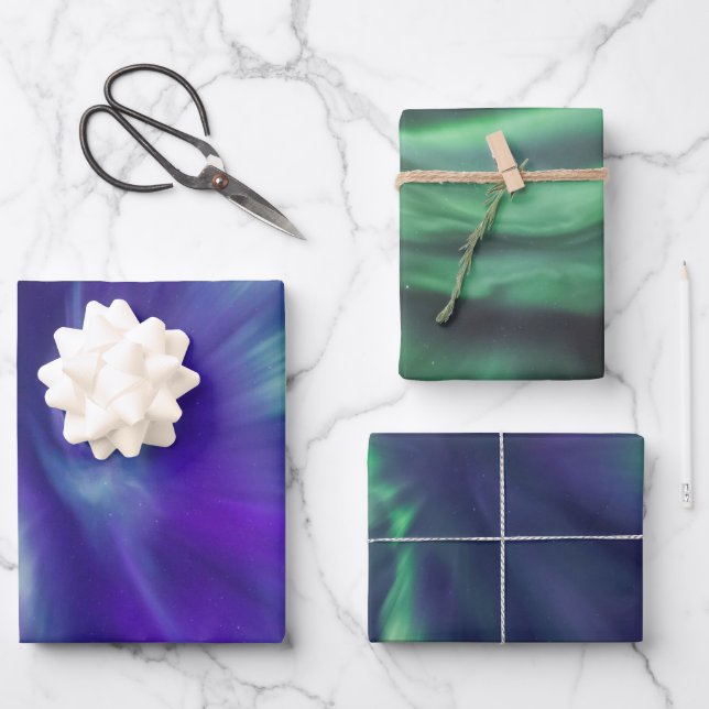 Colourful Northern Lights Wrapping Paper Sheet (Front)