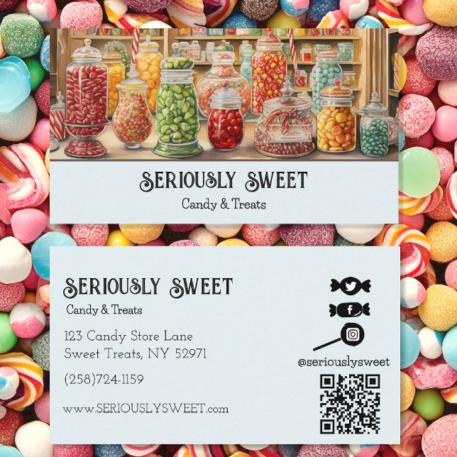 Colourful Nostalgic Candy Store Business Card (Creator Uploaded)