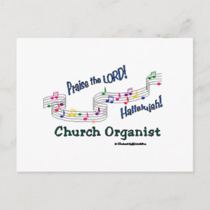 Colourful Notes Organist Postcard