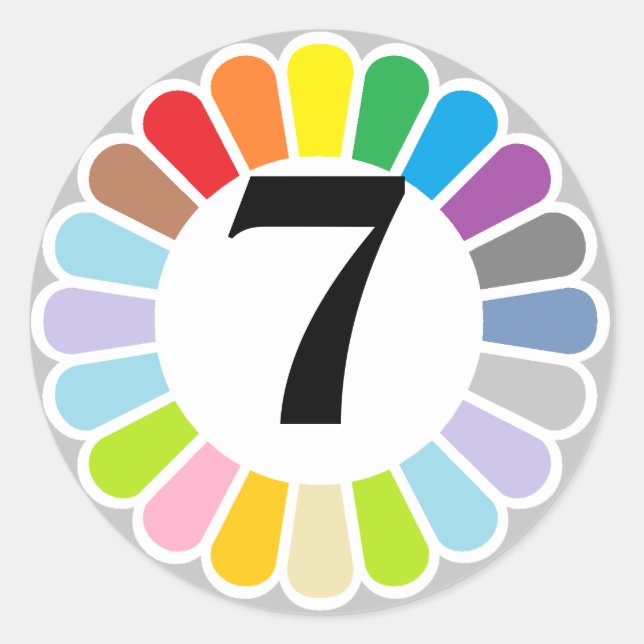 colourful number 7 sticker (Front)
