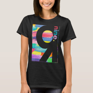 Colourful Number 9 Nine 9th Birthday Boys Girls T-Shirt