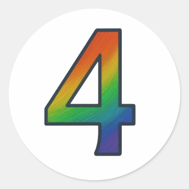 Colourful Number Four Sticker (Front)