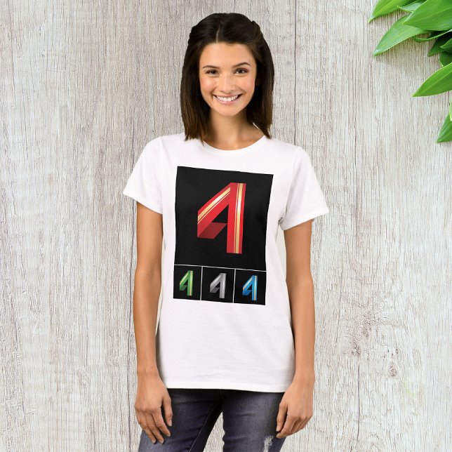 Colourful Number Four Womens T-Shirt (Creator Uploaded)