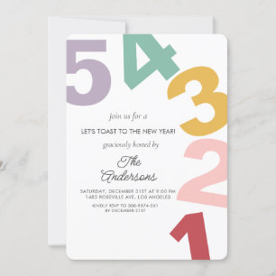 Colourful Number New year eve Party  Invitation