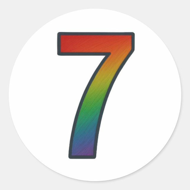 Colourful Number Seven Sticker (Front)