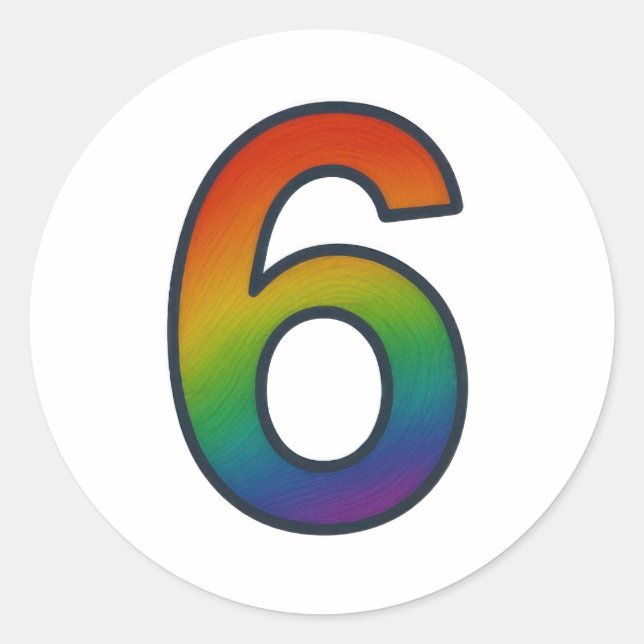 Colourful Number Six Sticker (Front)