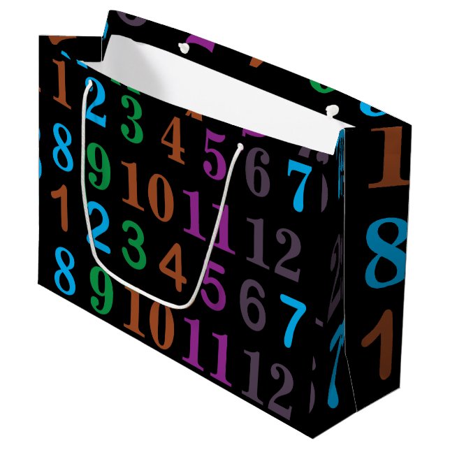 Colourful Numbers Birthday Large Gift Bag (Front Angled)