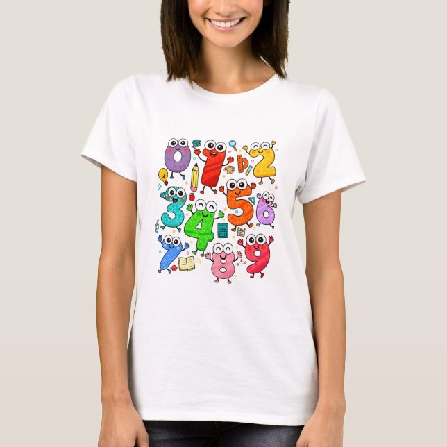 Colourful Numbers Maths T Shirt for Kids and Schoo (Front)