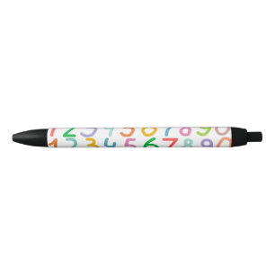 Colourful Numbers Pattern Black Ink Pen