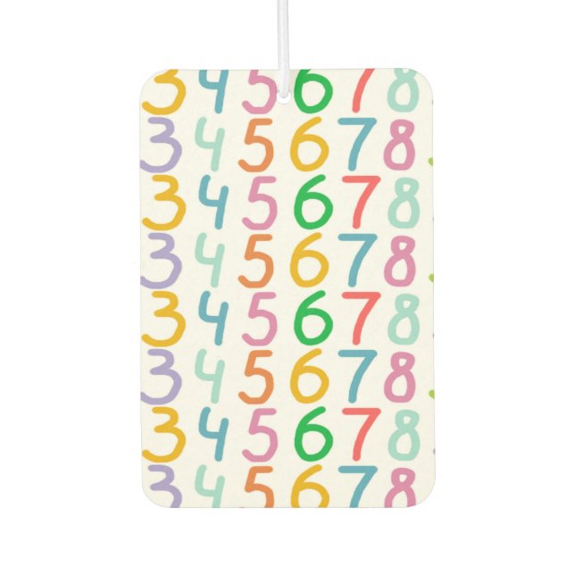 Colourful Numbers Pattern Car Air Freshener (Front)