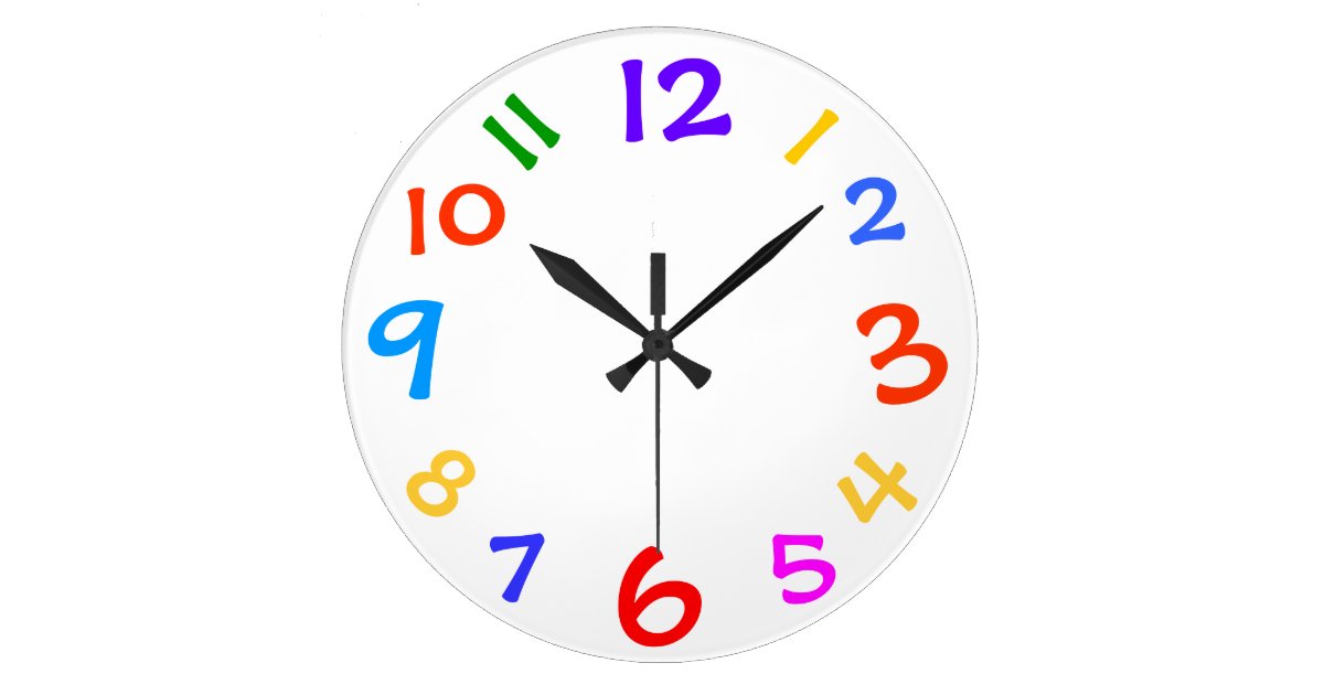 colourful numbers template childs room wall clock zazzle com au