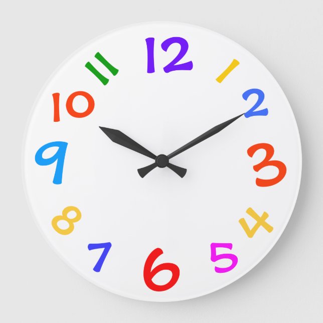 Colourful Numbers Template Childs Room Wall Clock (Front)