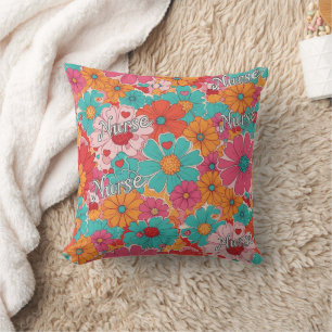 Colourful Nurse Floral Pattern (1) Cushion