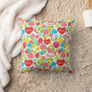 Colourful Nurse Floral Pattern (2) Cushion