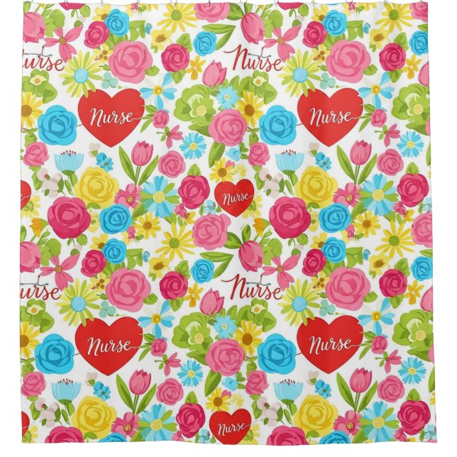 Colourful Nurse Floral Pattern (2) Shower Curtain (Front)