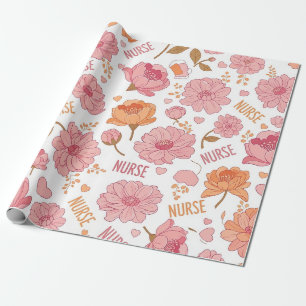 Colourful Nurse Floral Pattern (3) Wrapping Paper