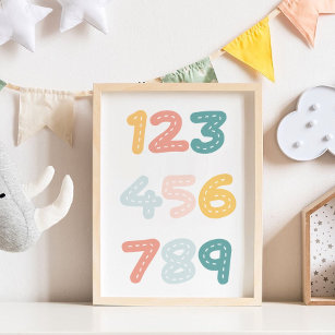 Colourful Nursery Cute Numbers Poster