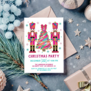 Colourful Nutcracker  Christmas Tree Party Invitation