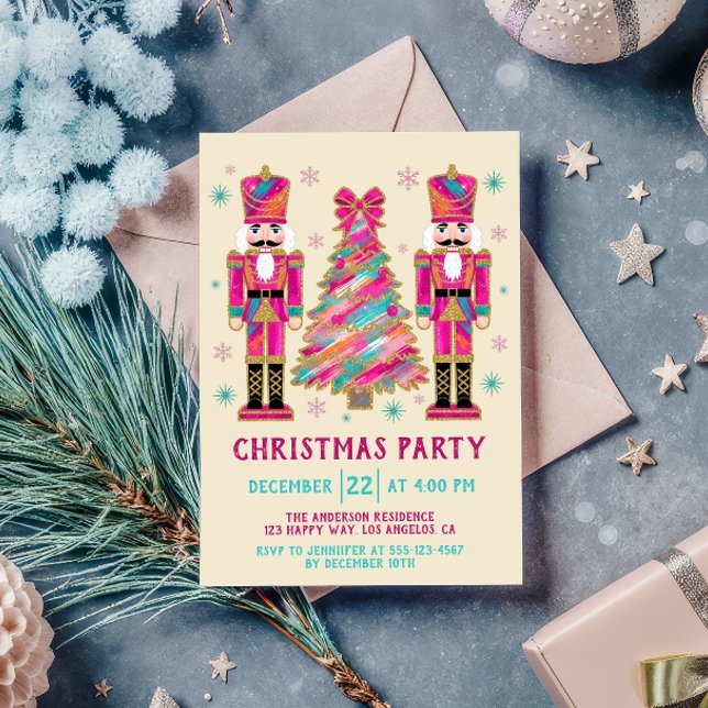 Colourful Nutcracker & Glitter Christmas Party Invitation (Creator Uploaded)