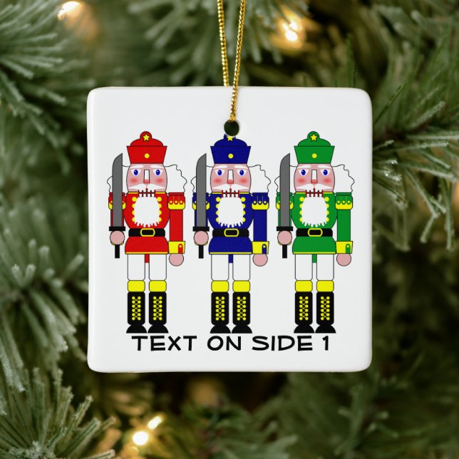 Colourful Nutcracker Soldiers Christmas Ceramic Ornament (Tree)