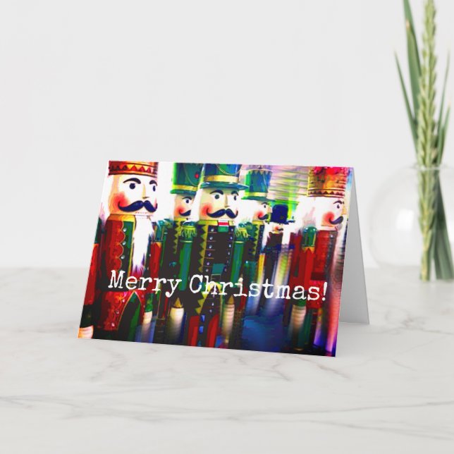 Colourful Nutcracker Soldiers Merry Christmas Holiday Card (Front)