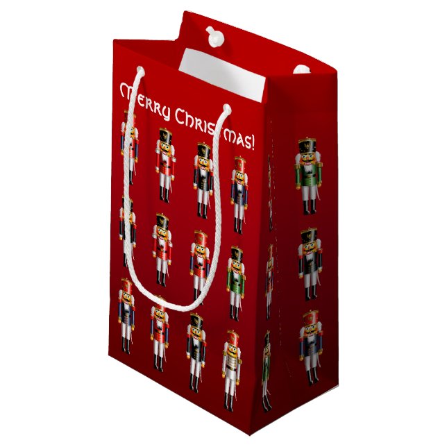 Colourful Nutcracker Toy Soldiers Small Gift Bag (Front Angled)