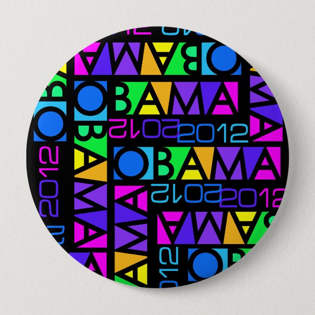 Colourful OBAMA 2012 button, huge 10 Cm Round Badge (Front)