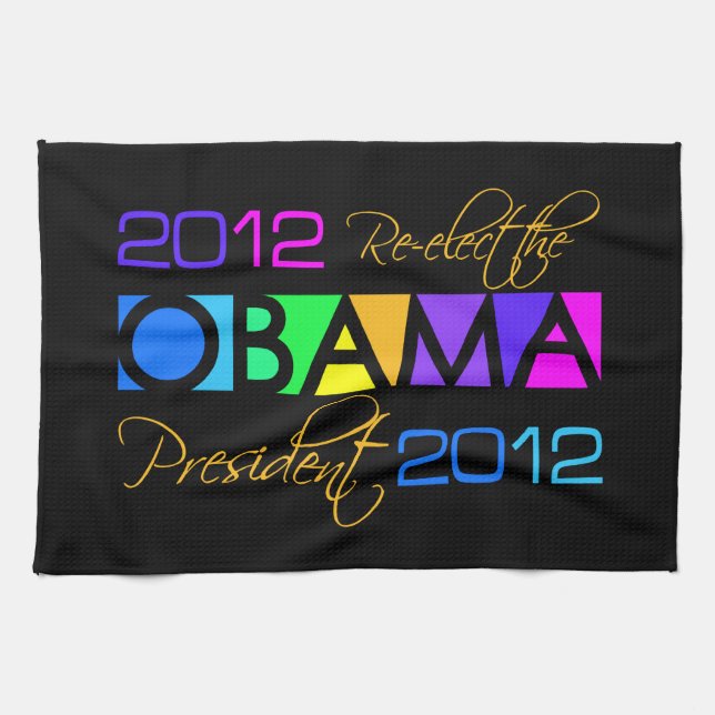Colourful Obama 2012 kitchen towel (Horizontal)