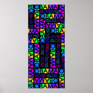 Colourful OBAMA 2012 poster, 14 x 32 inches Poster