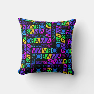 Colourful Obama 2012 throw pillow