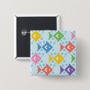 Colourful Ocean Fish Pattern 15 Cm Square Badge