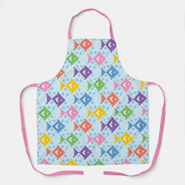 Colourful Ocean Fish Pattern Apron (Front)