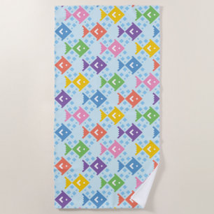 Colourful Ocean Fish Pattern Beach Towel