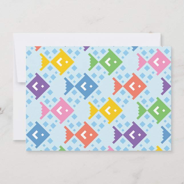 Colourful Ocean Fish Pattern Greeting Card (Back)