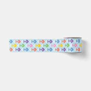 Colourful Ocean Fish Pattern Satin Ribbon
