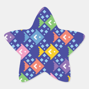 Colourful Ocean Fish Pattern Star Sticker