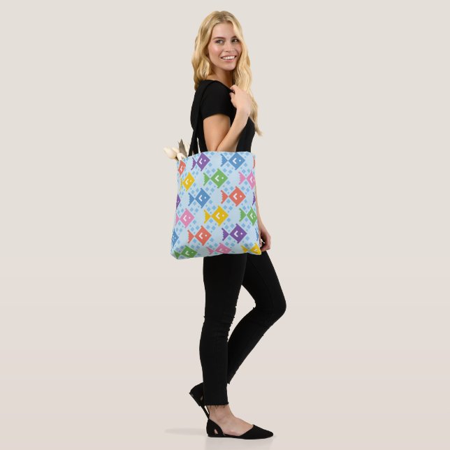 Colourful Ocean Fish Pattern Tote Bag (On Model)
