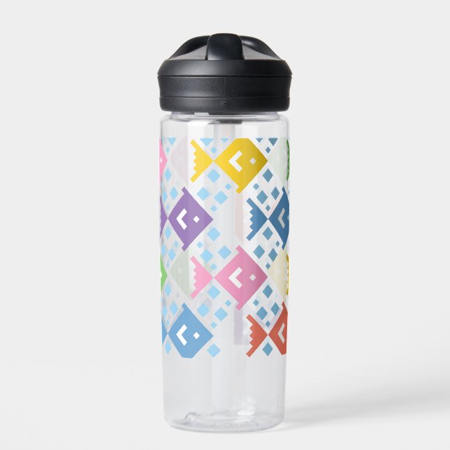 Colourful Ocean Fish Pattern Water Bottle (Front)