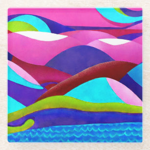 Colourful Ocean Hills Glass Coaster