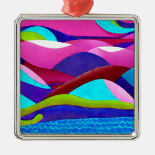 Colourful Ocean Hills Metal Ornament
