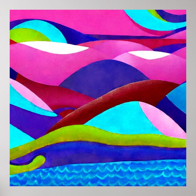 Colourful Ocean Hills Poster (Front)