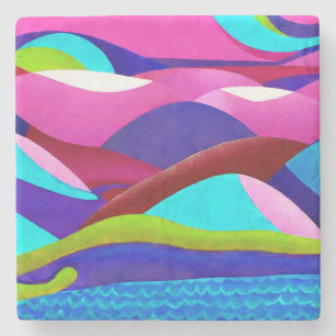 Colourful Ocean Hills Stone Coaster
