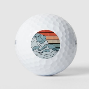 Colourful Ocean Ocean Waves Aesthetic With Beach W Golf Balls