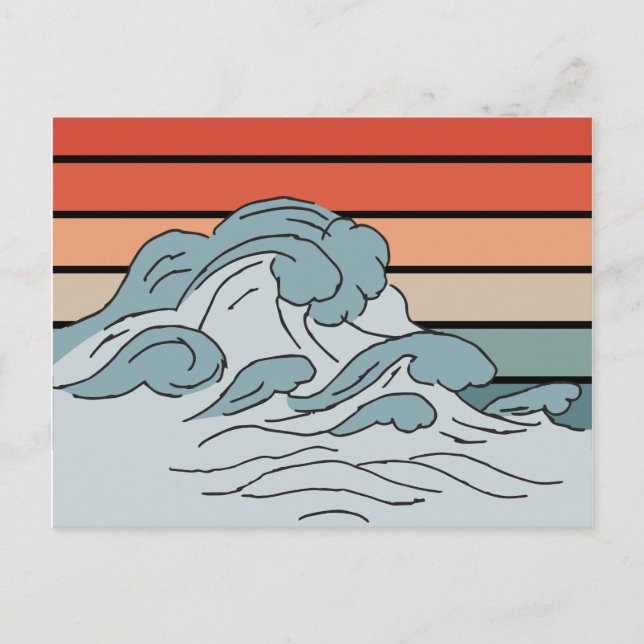 Colourful Ocean Ocean Waves Aesthetic With Beach W Postcard (Front)