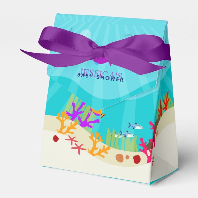 Colourful Ocean Sea Animals Baby Shower Favour Box (Front Side)